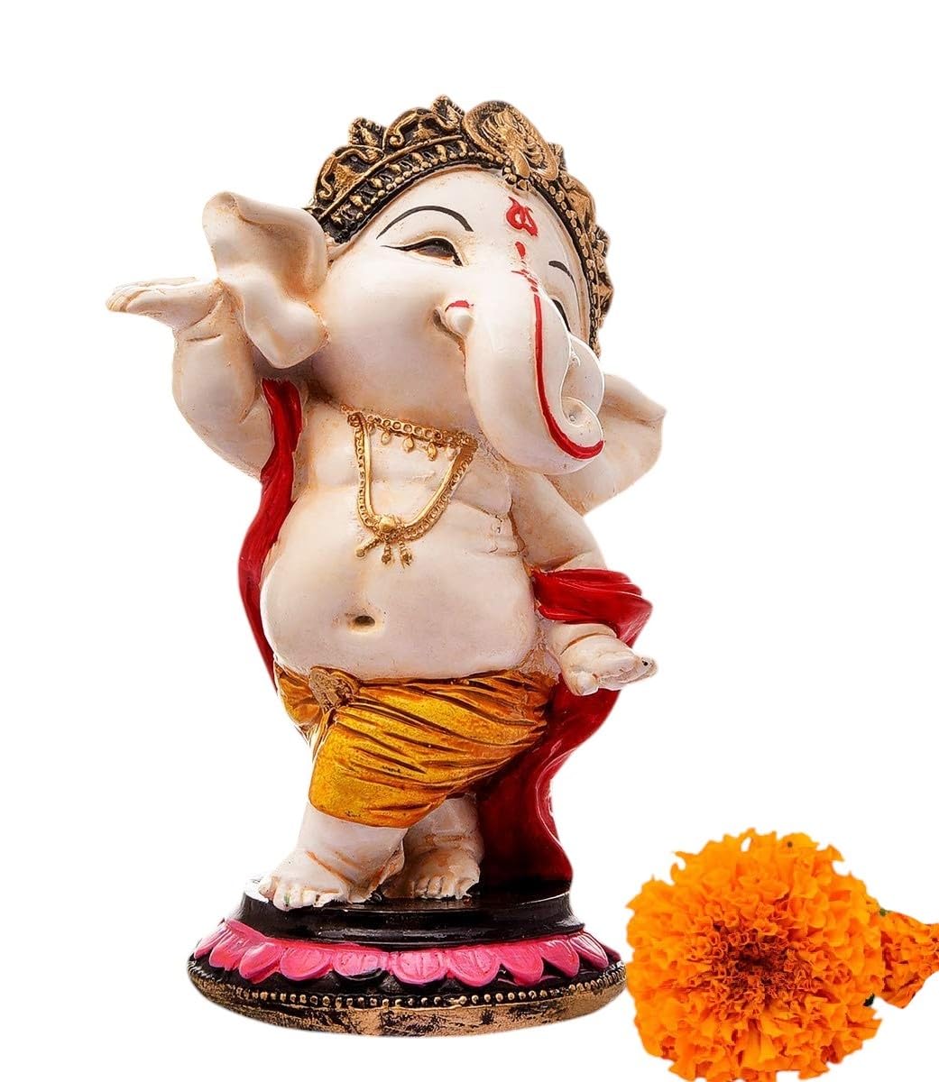 Srimaa Ventures Traditional Dancing Ganpati Figurine || Decorative Ganesha Idol For Home, Pooja Room, Gifting (Set Of 4, Multico