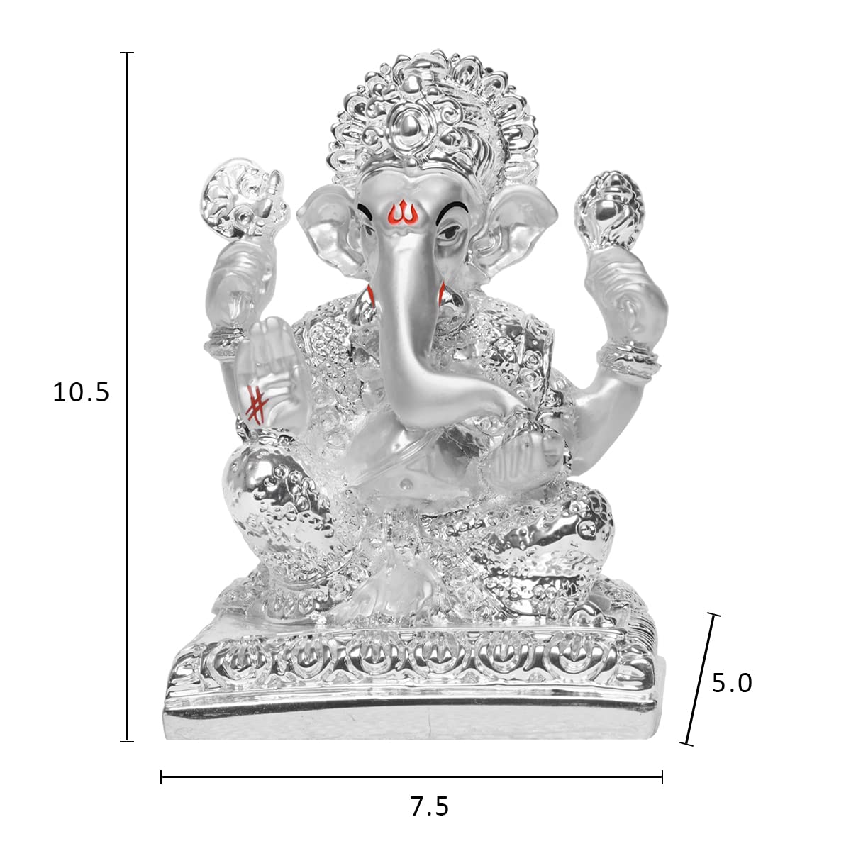 Diviniti Ganesha Idol For Home Decor| 999 Silver Plated Sculpture Of Ganesha Figurine| Idol For Home, Office, Temple And Table D