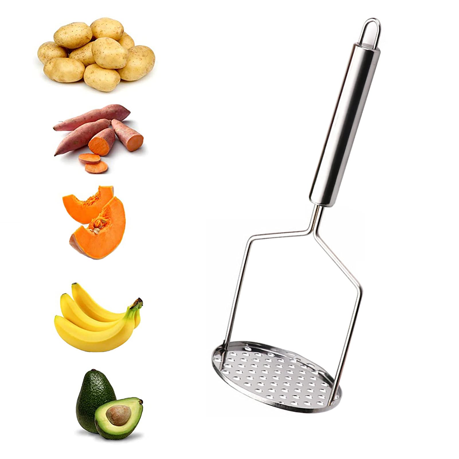 Potato Masher, Potatoes Masher Stainless Steel, Masher Kitchen Tool, Hand Masher For Bean, Vegetable, Fruits, Baby Food, Smooth
