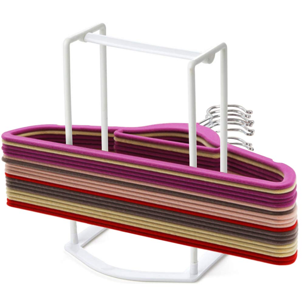 Hakday Hanger Stacker Organizer Stand, White Portable Hanger Holder Laundry Room Organization Hanger Rack Storage