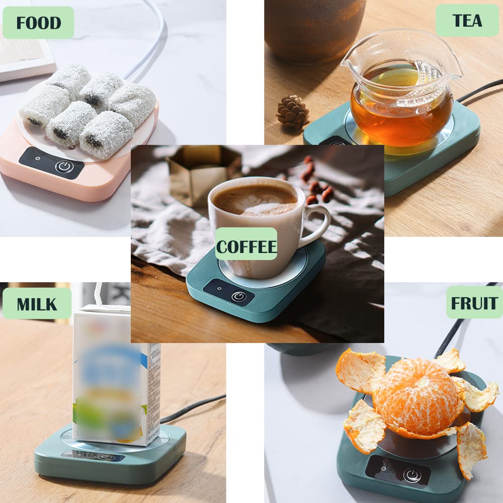 Coffee Mug Cup Warmer Coaster for Coffee Tea Cocoa Milk Food Fruits Candle  Aluminum Metal Panel  Safe Reliable  Green (4'' x 5'')