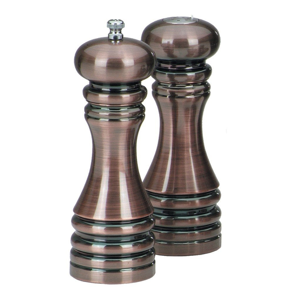 Chef Specialties 7 Inch Burnished Copper Pepper Mill And Salt Shaker Set