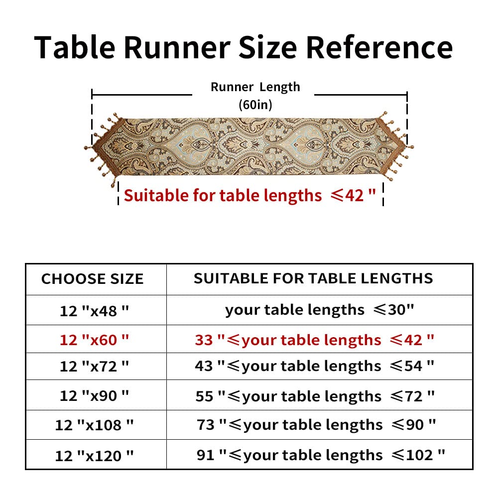 Luxury Vintage Design Table Runner 60 Inches Long Embroidery Jacquard Fabric With Multi-Tassels Table Runners For Dining Room Dr