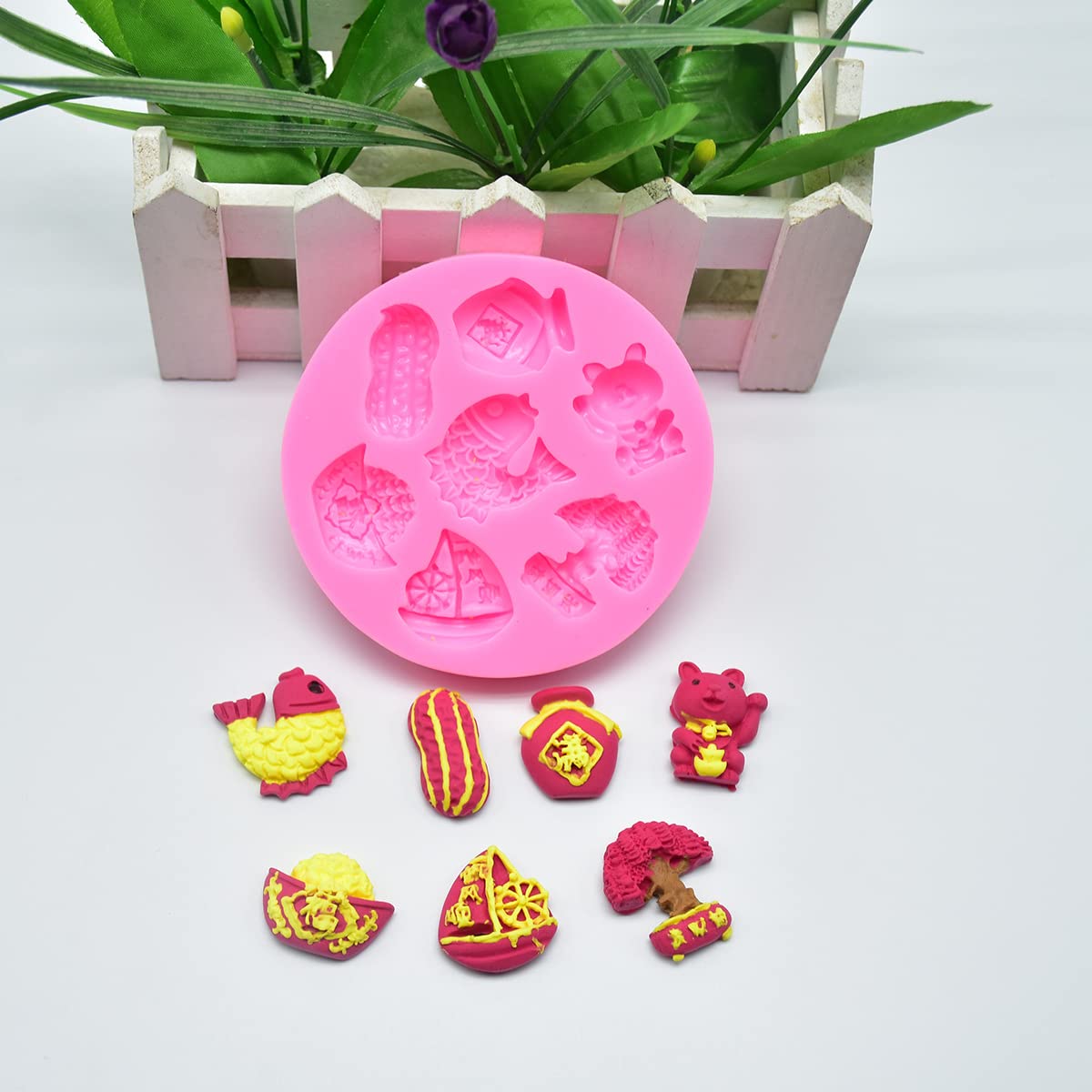 Cestony 2Pcs Chinese New Year Series Silicone Molds For Diy Cake Fondant Biscuit Cookies Soap Sugar Pudding Chocolate Hard Candi