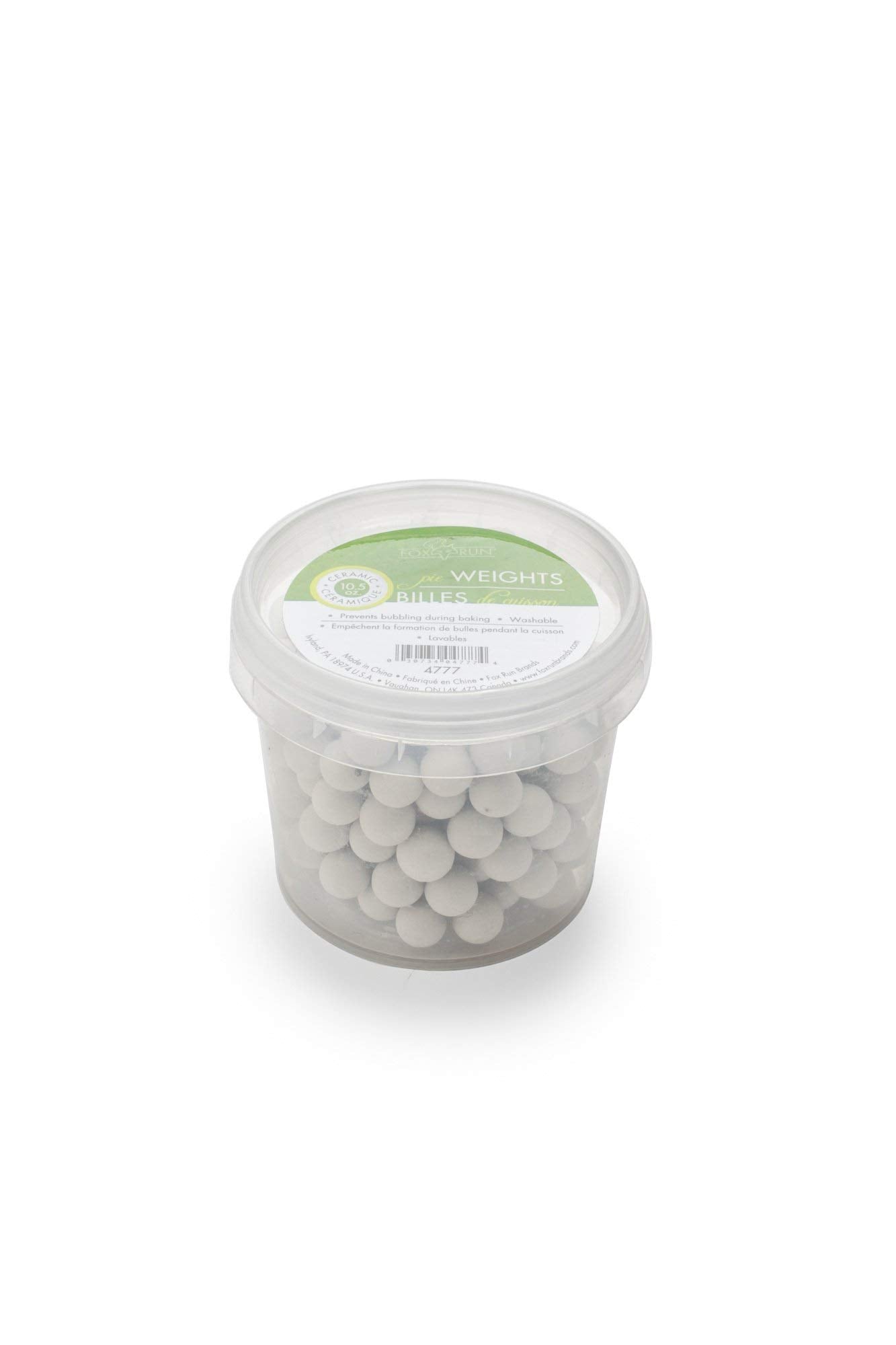 Fox Run Ceramic Pie Crust Baking Weights Container, 8.8 oz, Plastic Storage Tub Included