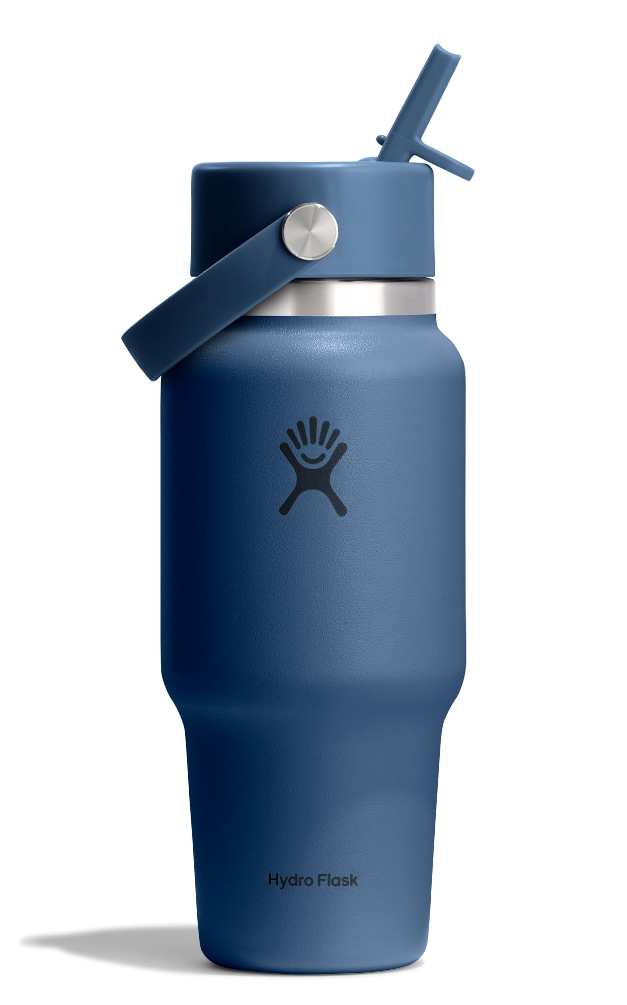 Hydro Flask Travel Water Bottle - Insulated Stainless Steel - Wide Straw Lid, Non Spill, Leakproof in 24 Oz Harbor Blue