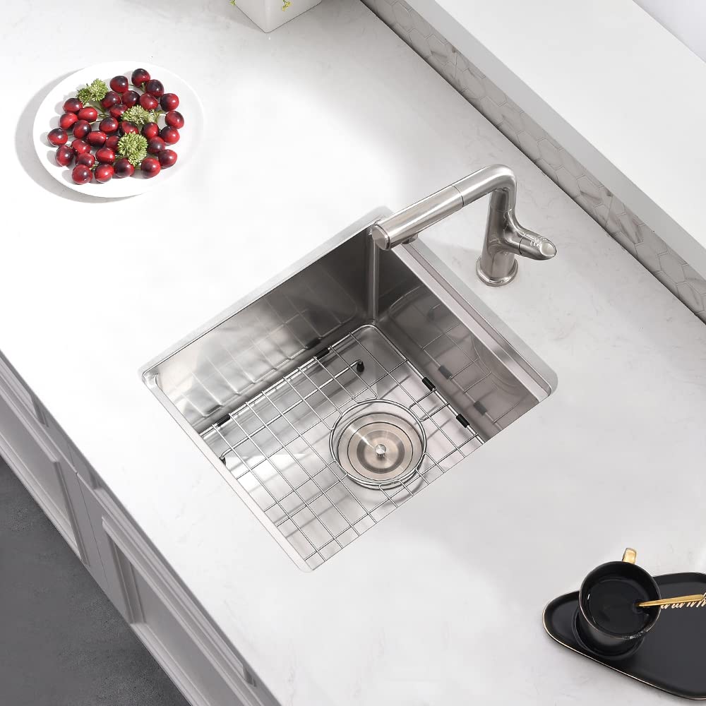 Boomhoze Undermount Bar Sink Stainless Steel, 15 X 17 Inch Bar Sink Undermount Workstation Small Kitchen Sink Outdoor Wet Bar Si