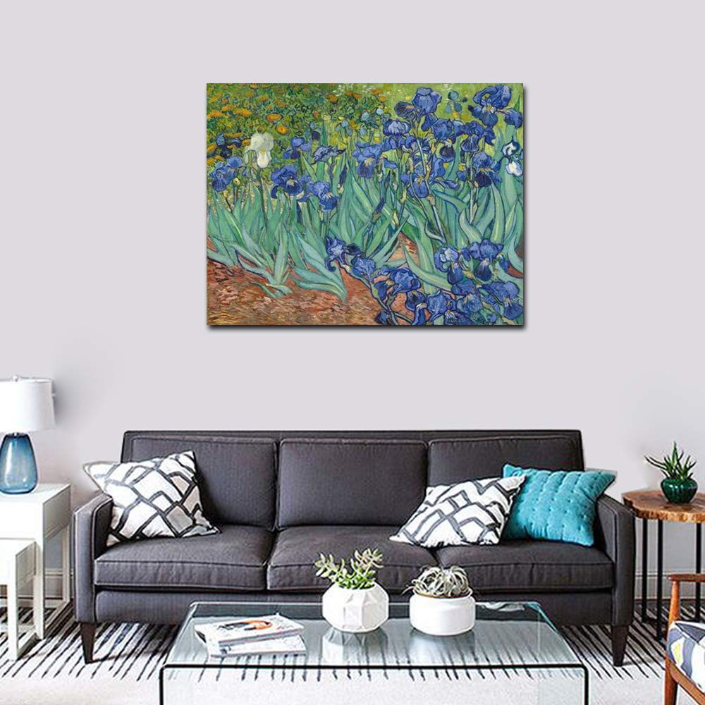 Wieco Art Irises Extra Large Modern Gallery Wrapped Floral Giclee Canvas Prints By Van Gogh Famous Flowers Oil Paintings Reprodu