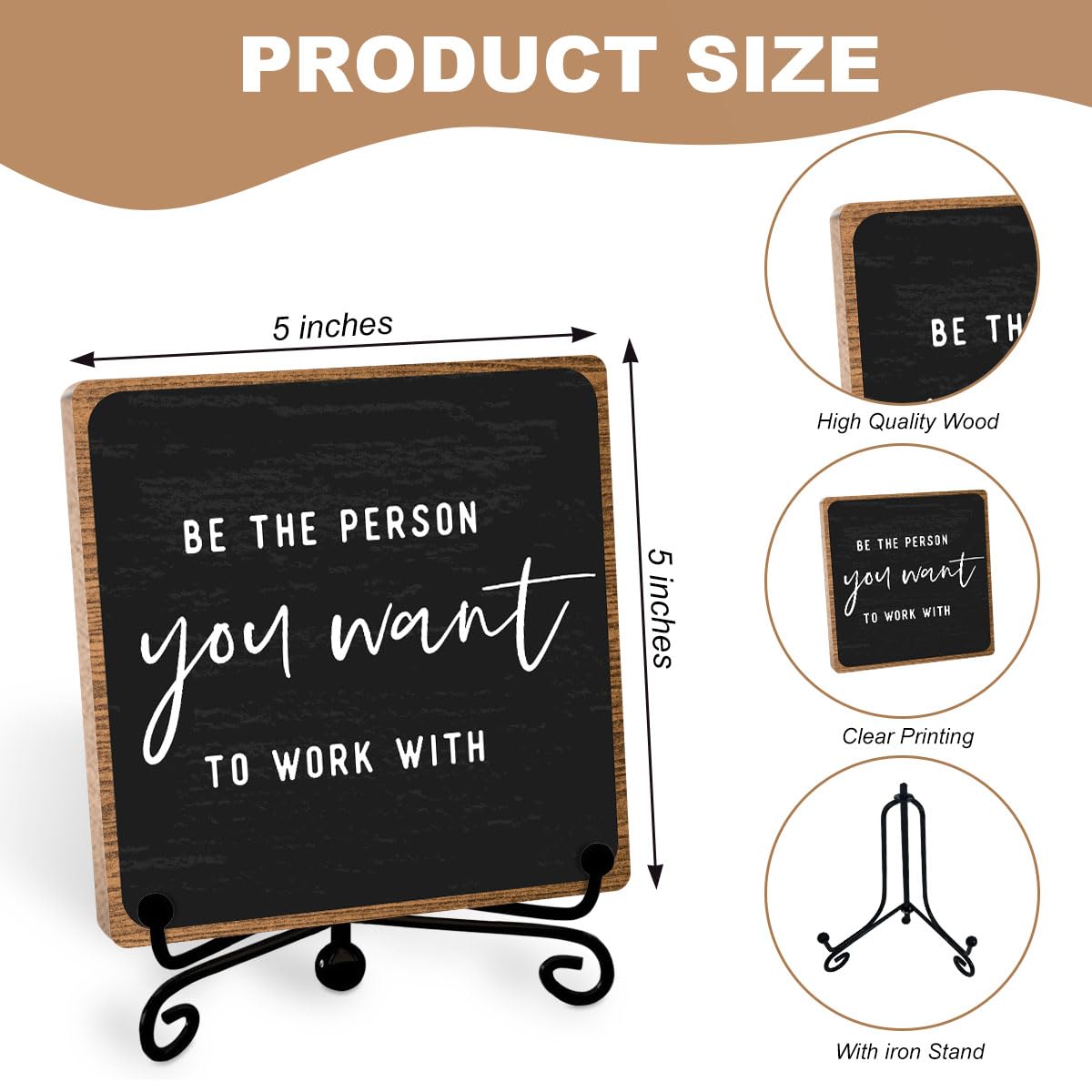 Inspirational Office Decor, Be The Person You Want to Work With Plaque, Office Gifts for Women Men Coworker, Motivational Office