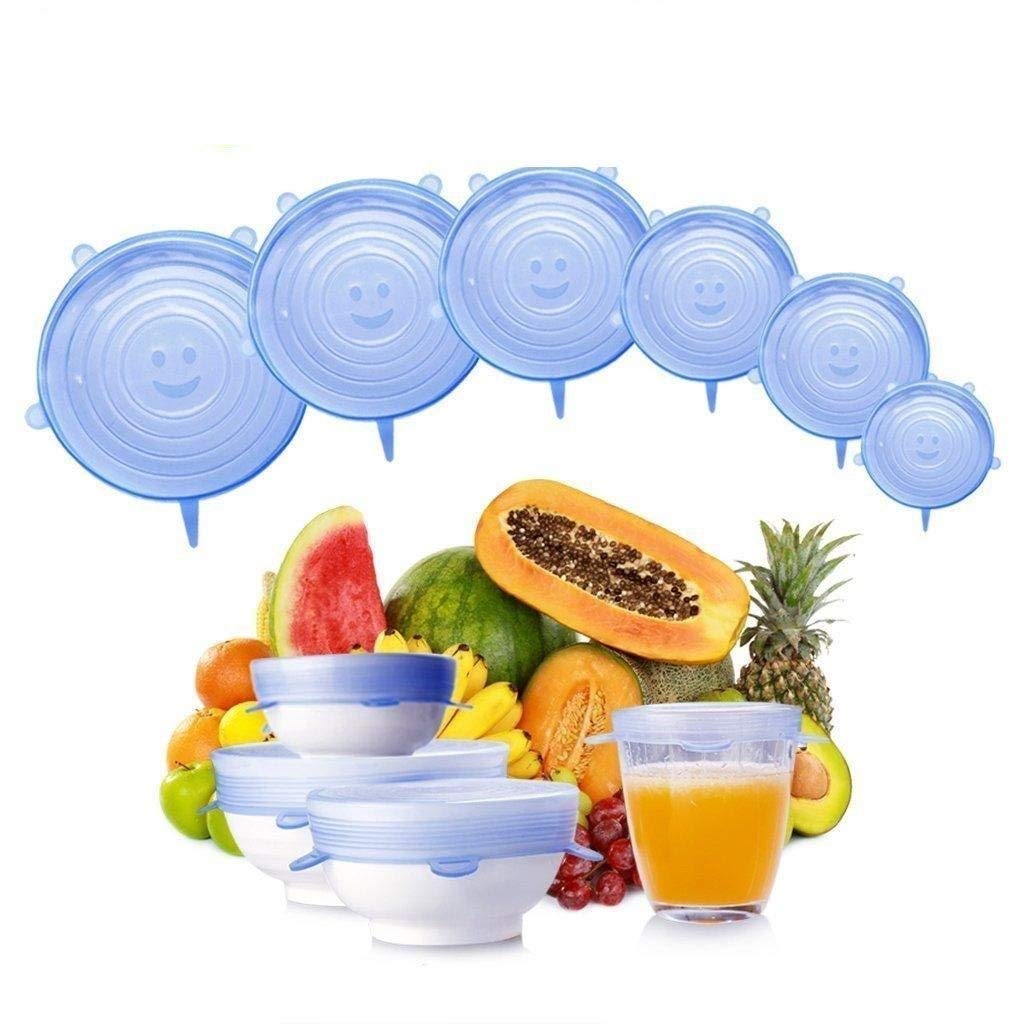HARIHOME Microwave Safe Silicone Stretch Lids Flexible Covers for Rectangle, Round, Square Bowls, Dishes, Plates, Cans, Jars, Gl