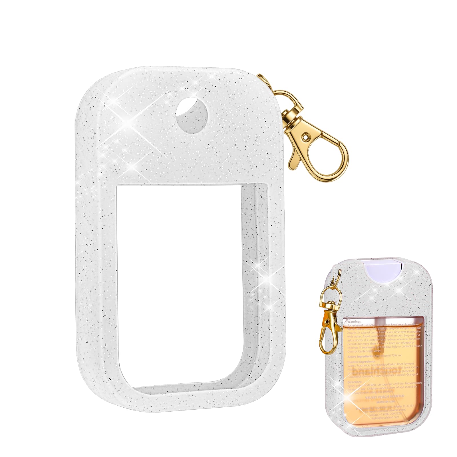 Aiersa Hand Sanitizer Spray Glitter Case Compatible With Touchland, Silicone Hand Sanitizer Case Holder With Keychain For Touch