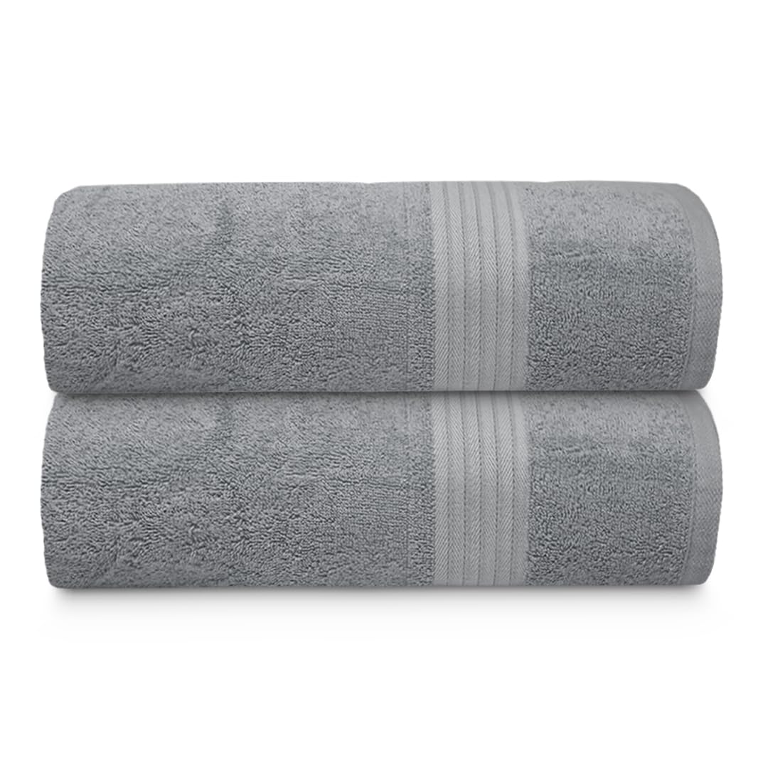 Textila 100% Cotton Bath Sheet Towels - Jumbo Size 35X70 Inches, Ultra Soft And Absorbent, (2 Pack - Silver Grey) Luxury Oversiz