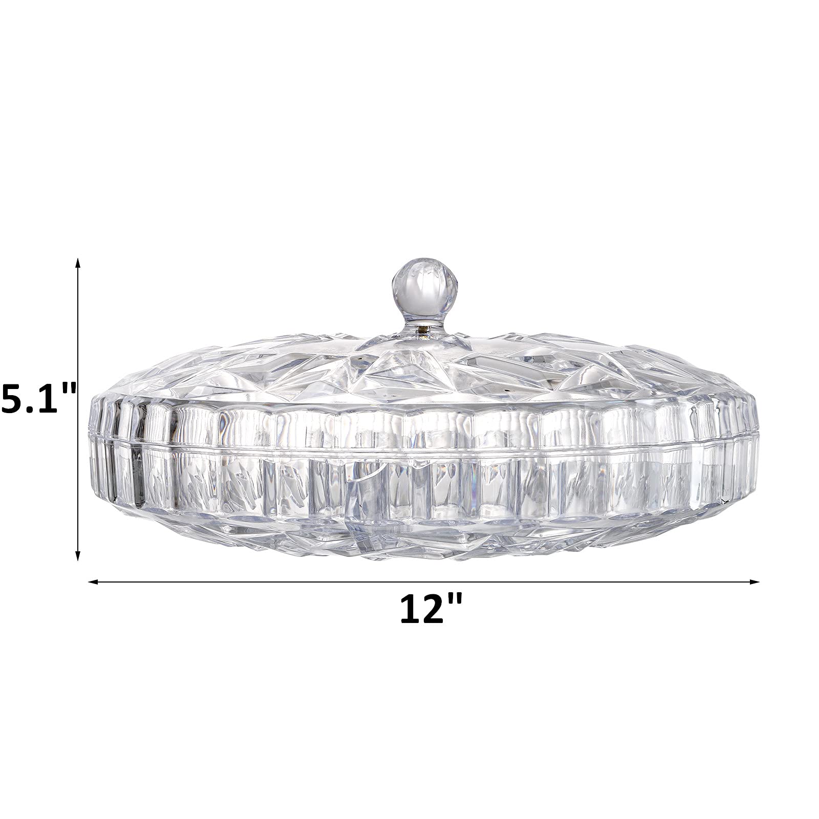 Zoofox Snack Serving Tray, 12'' Appetizer Tray With Lid, 6 Compartments Round Plastic Food Storage Organizer For Dried Fruits, N