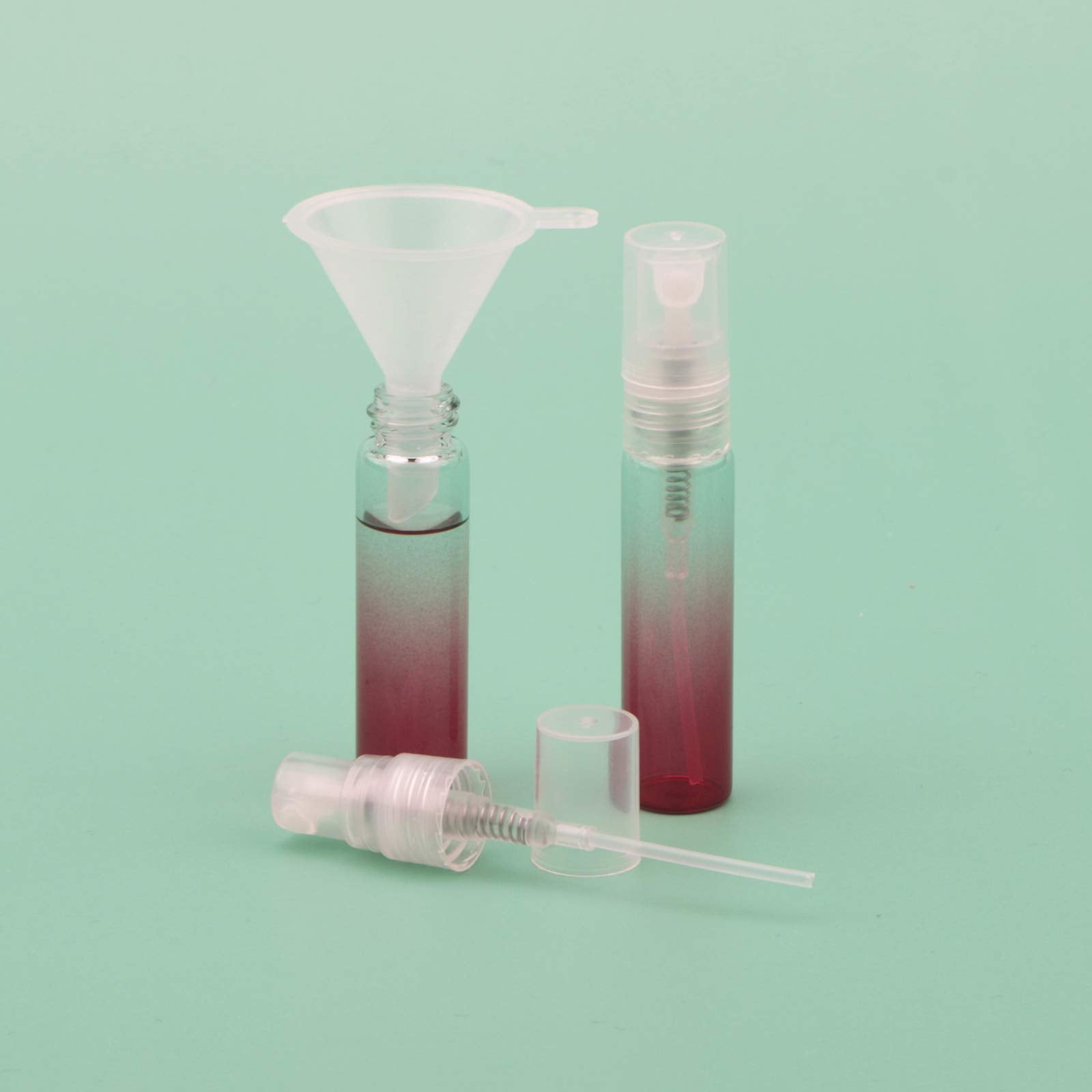 Newzoll 10Pcs Sample Spray Bottles Set, 5Ml Empty Glass Spray Bottles With Funnel, Small Fine Mist Atomizer Sprayer Vials For Es