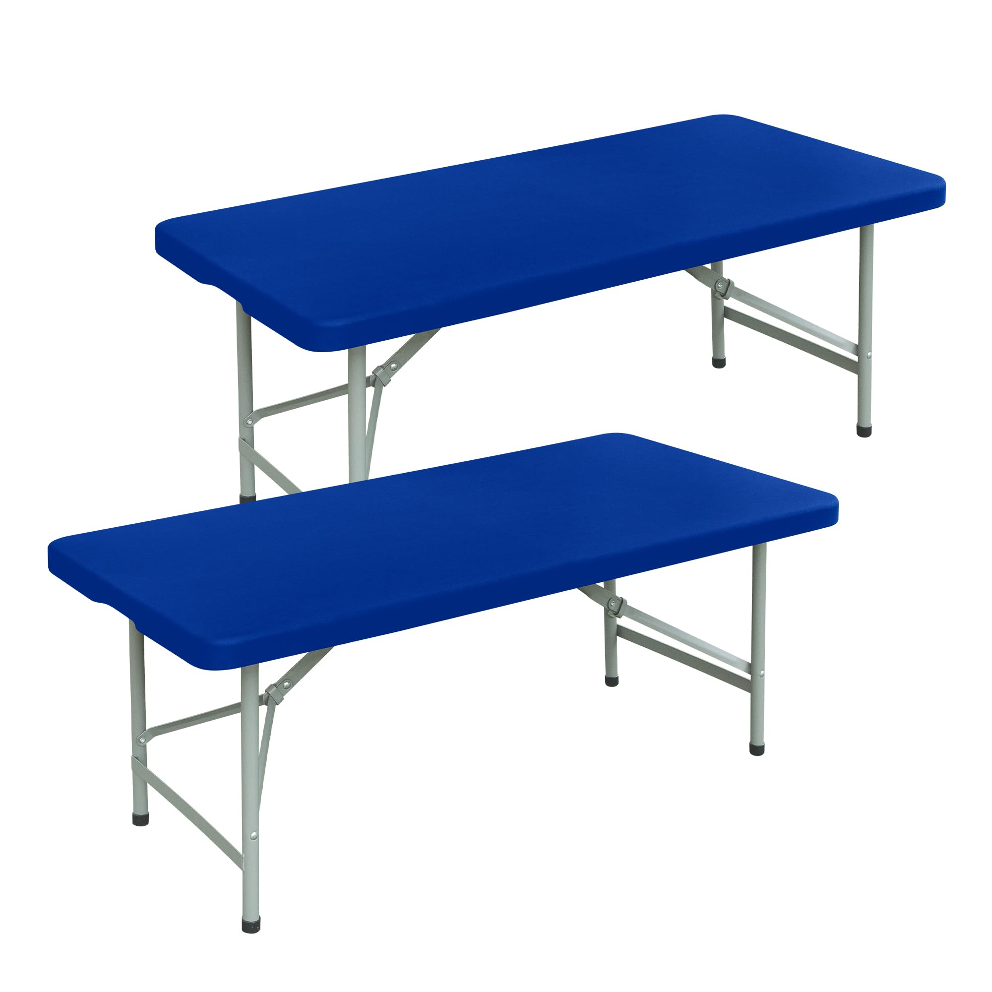 mylacerhome 2 Pack Rectangle Fitted Tablecloth 24X48 Inch Stretch Spandex Card Table Cover Blue Washable Tables Cloth Elastic Ta
