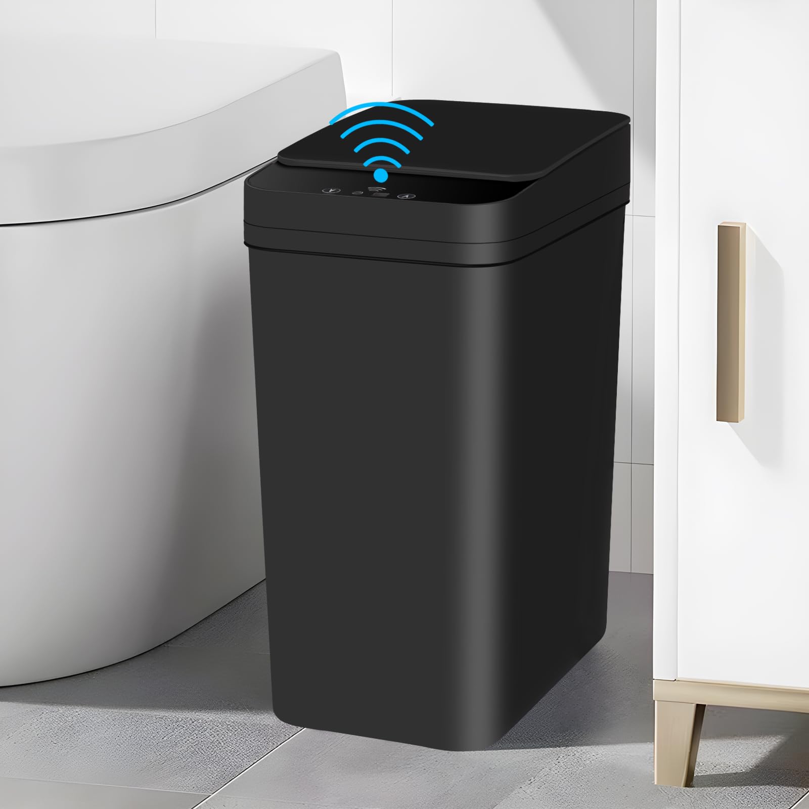 Anborry Bathroom Automatic Trash Can 4 Gallon Touchless Motion Sensor Small Garbage Can With Lid Smart Electric Plastic Narrow G