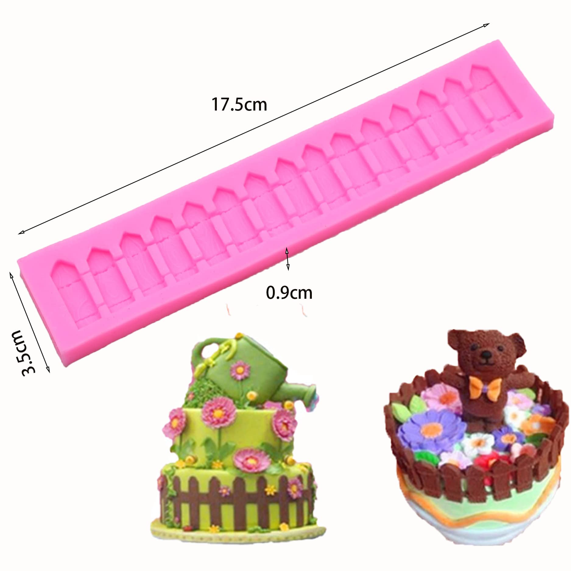2Pcs Green Grass And Garden Picket Fence Silicone Molds For Diy Fondant Candy Making Tools Chocolate Mold Desserts Gum Clay Bisc
