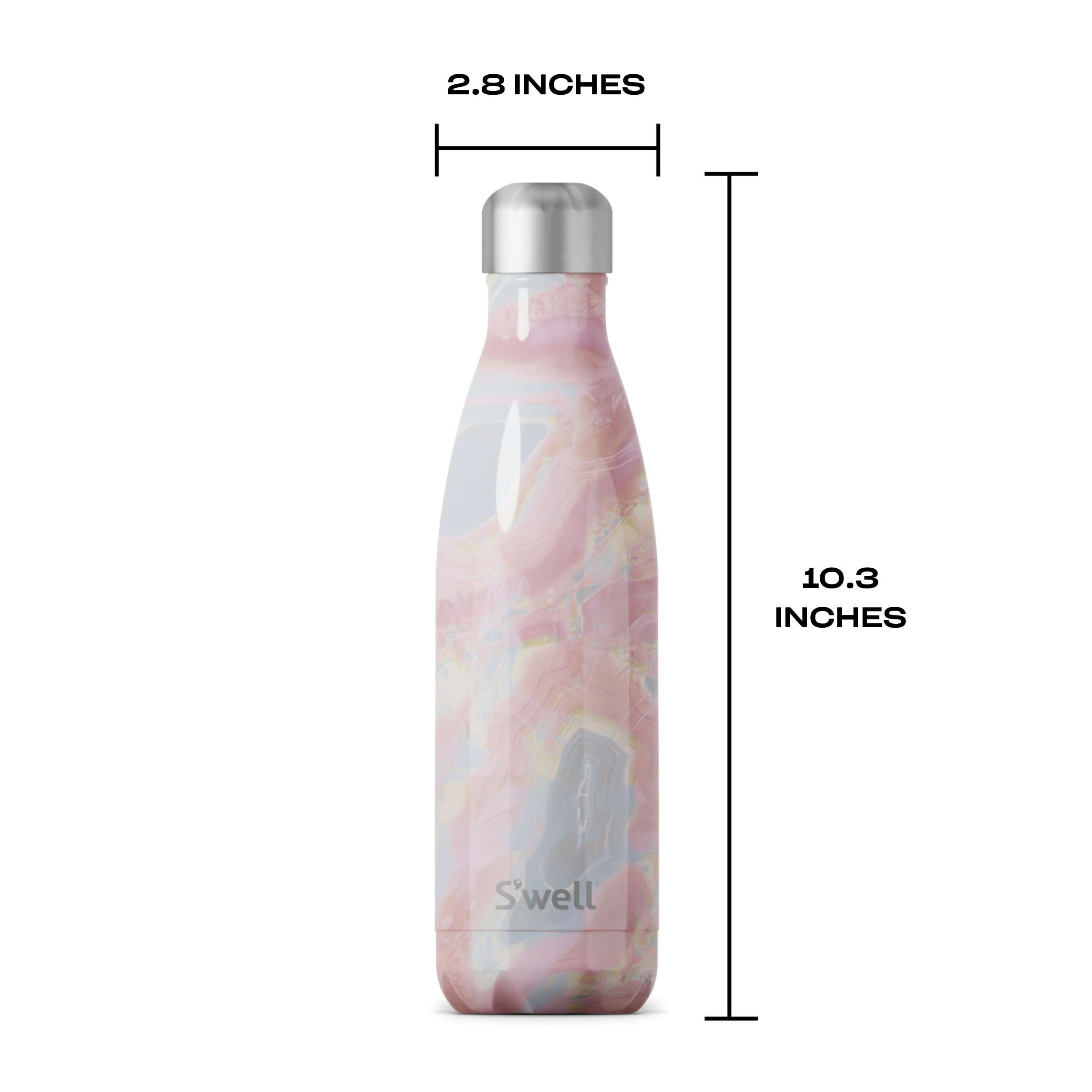 S'Well Stainless Steel Water Bottle, 17Oz, Geode Rose, Triple Layered Vacuum Insulated Containers Keeps Drinks Cold For 36 Hours
