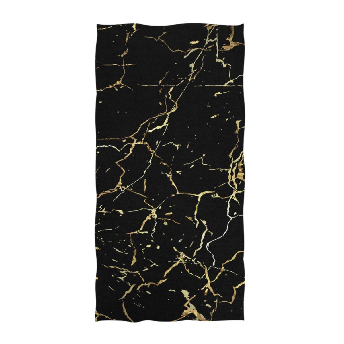 Naanle 3D Stylish Gold Marbling Print Soft Large Hand Towels Multipurpose For Bathroom, Hotel, Gym And Spa (16'' X 30'',Black Fl