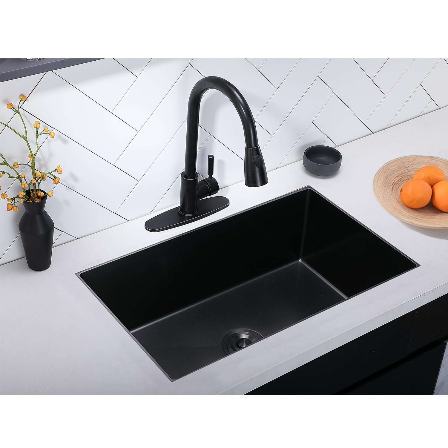 32 Inch Nano Black Undermount Kitchen Sink Stainless Steel Deep Single Bowl, 16-Gauge 32   X19    In Gunmetal Black Rv Sink Comm