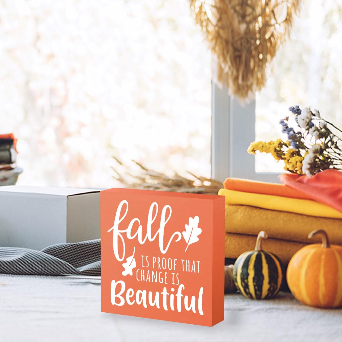 Rustic Fall Gnomes Pumpkin Sign Fall Decorations for Home Office Indoor Fall Desk Decor for Bathroom Bedroom Autumn Thansgiving
