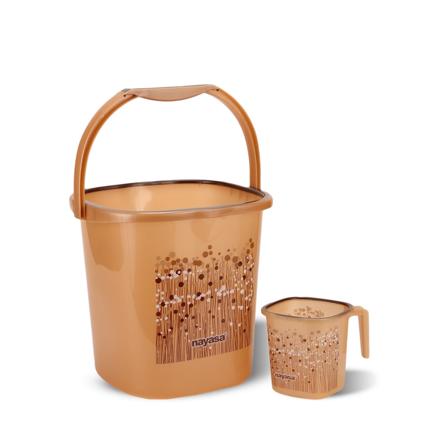 Nayasa Plastic Bucket And Matching Mug, Brown, 18 L