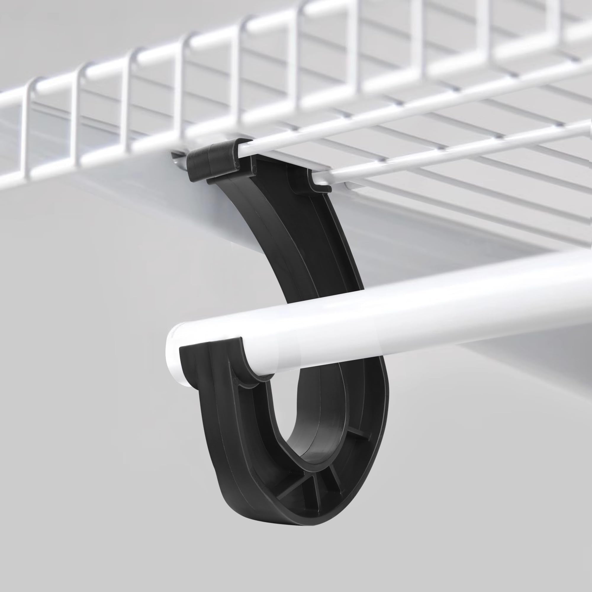 Moonoom 4Pcs Hanging Closet Rod Support, 3/4 Closet Shelf Rod Holder, Sturdy J-Shaped Closet Brackets For Hanging Clothes Cabine