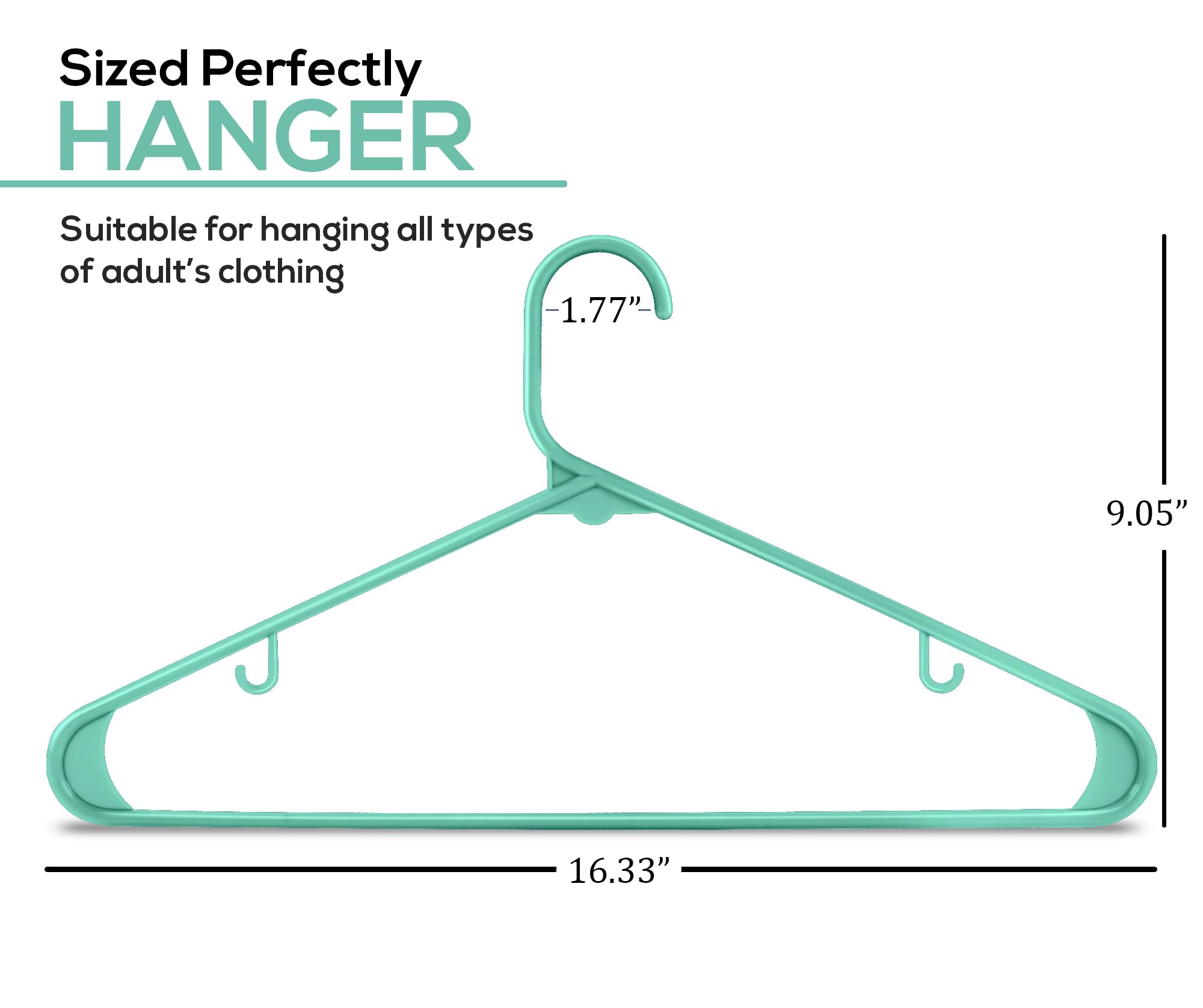 Utopia Home Plastic Hangers 50 Pack - Clothes Hanger With Hooks - Durable & Space Saving Coat Hanger - Heavy Duty Aqua Hangers -
