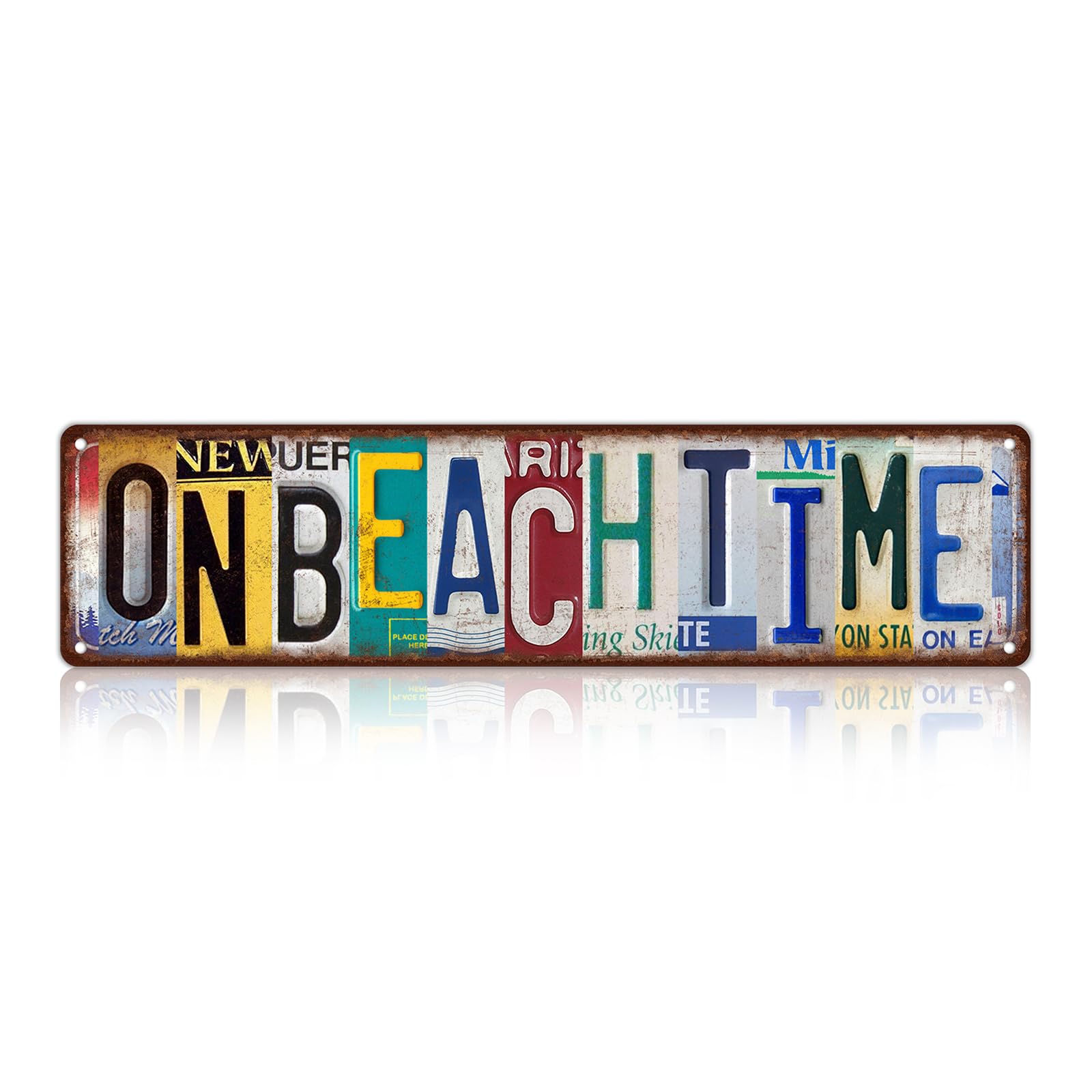 TREEPERI Vintage On Beach Time Street Sign Wall Decor Metal Tin Signs for Bar Home Bedroom Garage