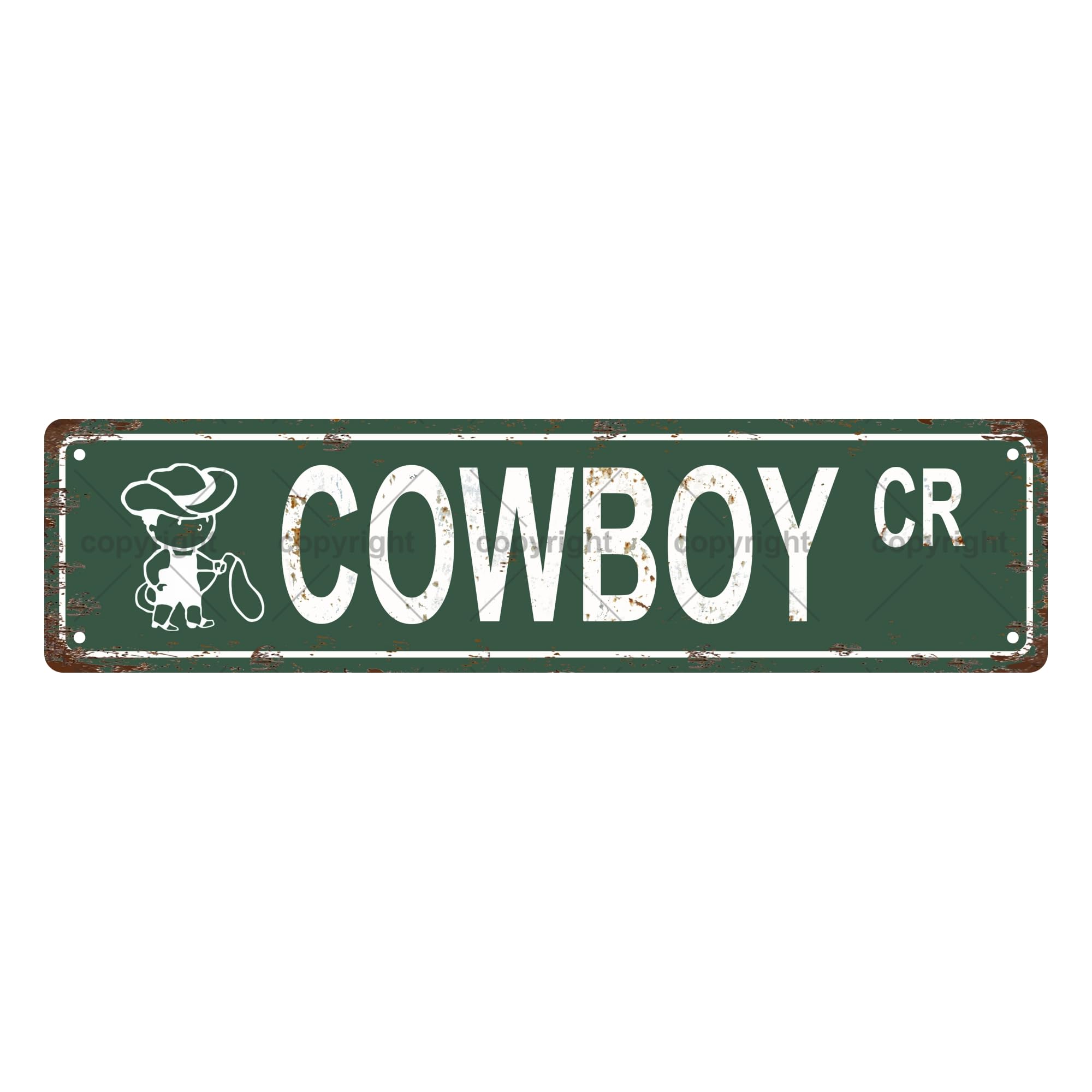 COWBOY CR PEOPLE Metal Tin Street Sign Bar Cafe Garage Cave Home Room Wall Bathroom Farmhouse Garden Porch Patio Decor, 16 x 4 I
