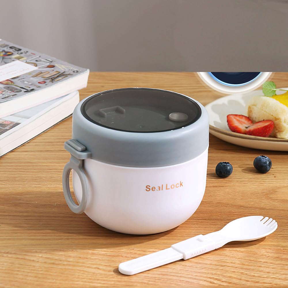 Piscepio Overnight Oat Containers With Lids And Reusable Plastic Spoons,17Oz Portable Stainless Steel Yogurt Breakfast On The Go