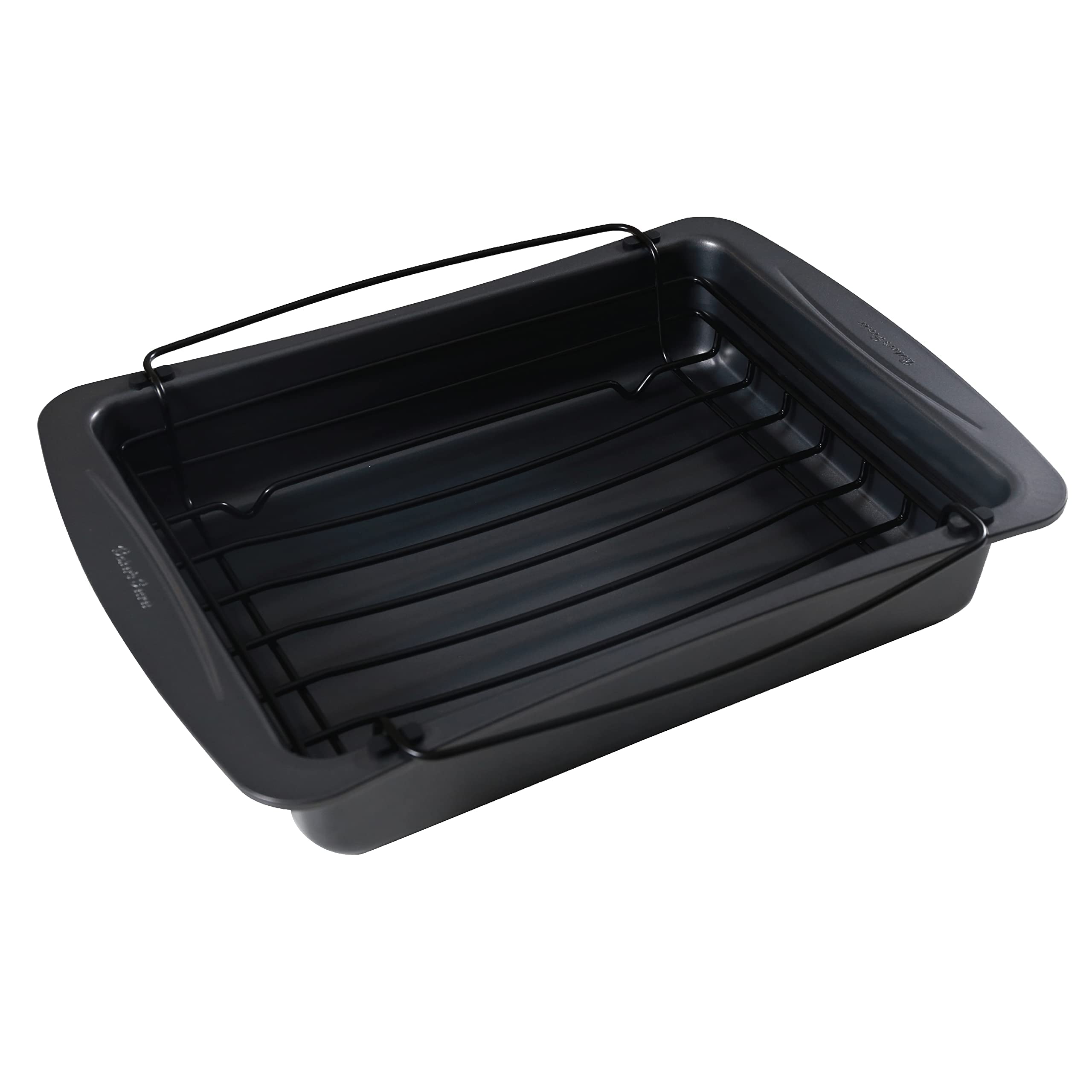 Baker'S Secret Roaster With Rack 17'' X 13'' With Handles, Heavy Gauge Carbon Steel Roaster With Floating Rack, For Baking Roast