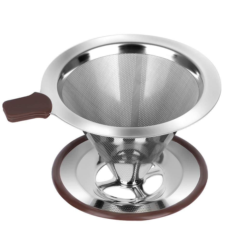 Realpero Pour Over Coffee Dripper, Reusable Paperless Coffee Filter,Professional Stainless Steel Drip Cone Brew Coffee Strainer,