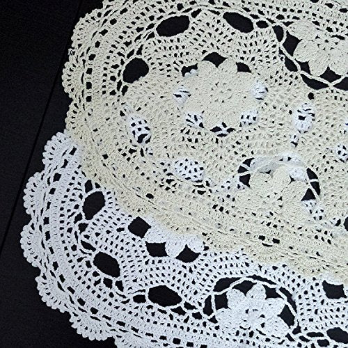 Laivigo New Handmade Crochet Lace Oval Table Placemat Doilies Doily,12 X 20 Inch,White,2Pcs