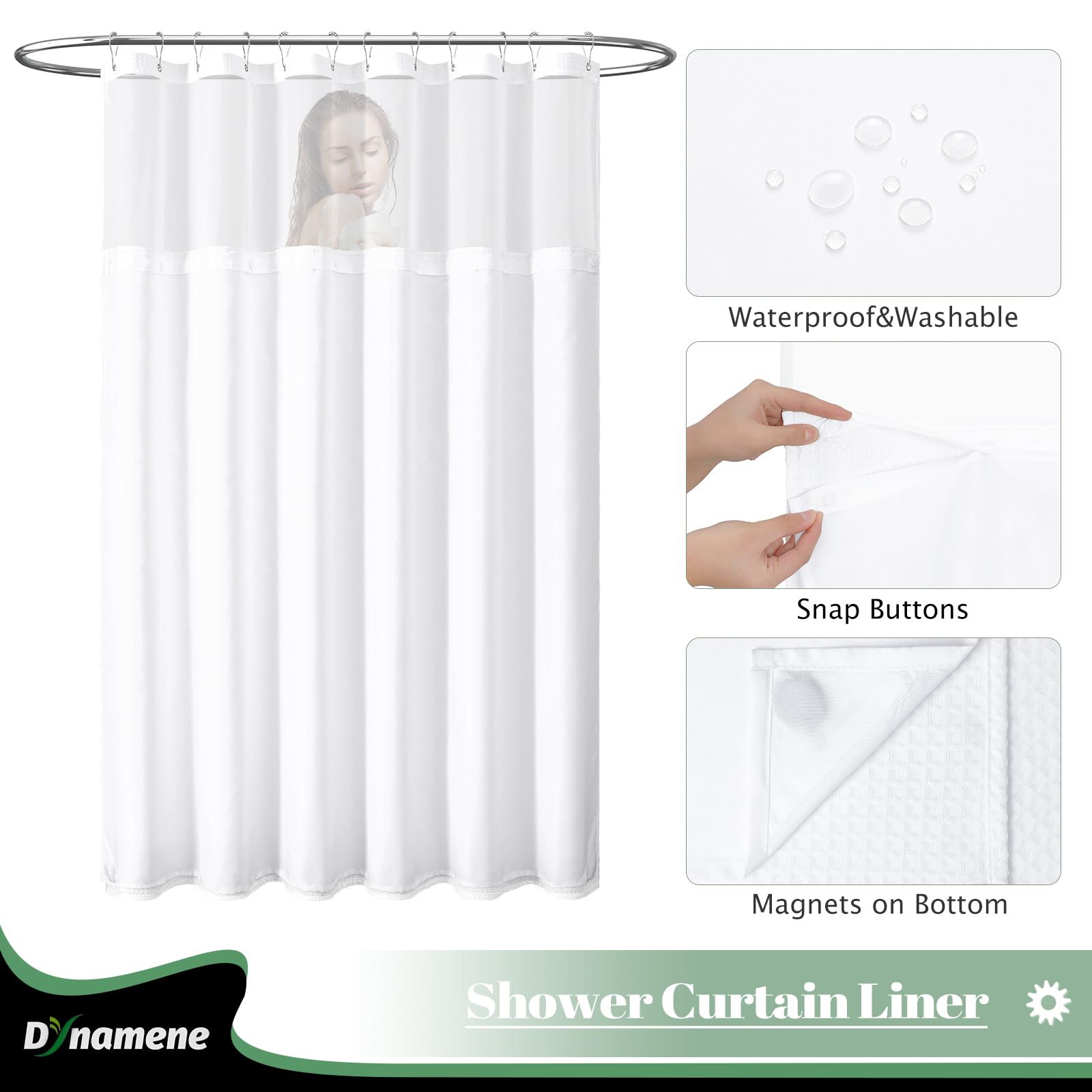 Dynamene 78 Inch Long Shower Curtain, Tall Waffle Fabric Shower Curtains For Bathroom, Hotel Waterproof Cloth Shower Curtain Lin