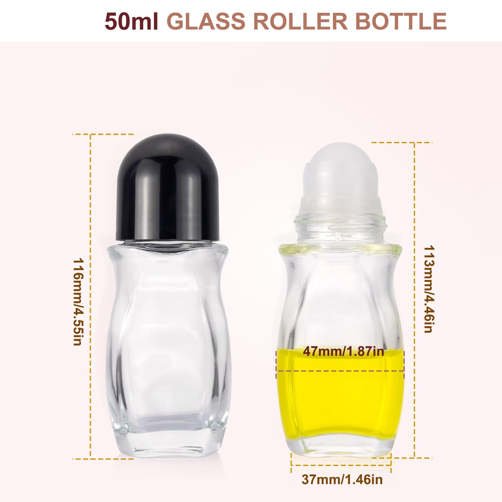 Kesell 50Ml Clear Roll On Bottles Roller Ball Deodorant Container With Black Cap And Opener 2Pcs Glass Roller Bottles For Essent