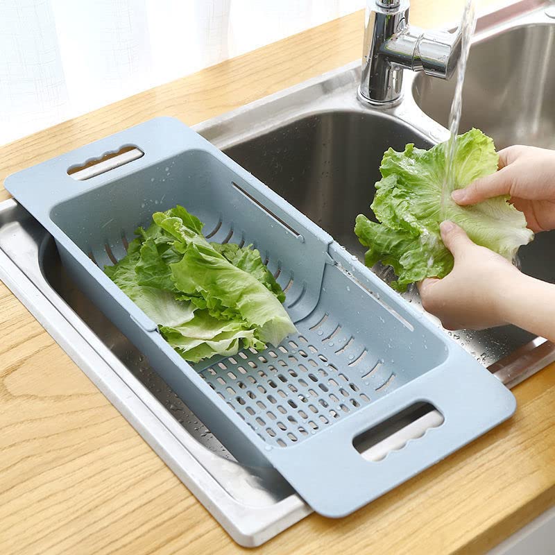 Minesign Extendable Over The Sink Colander Fruits And Vegetables Drain Basket Adjustable Food Strainer Sink Washing Basket For K