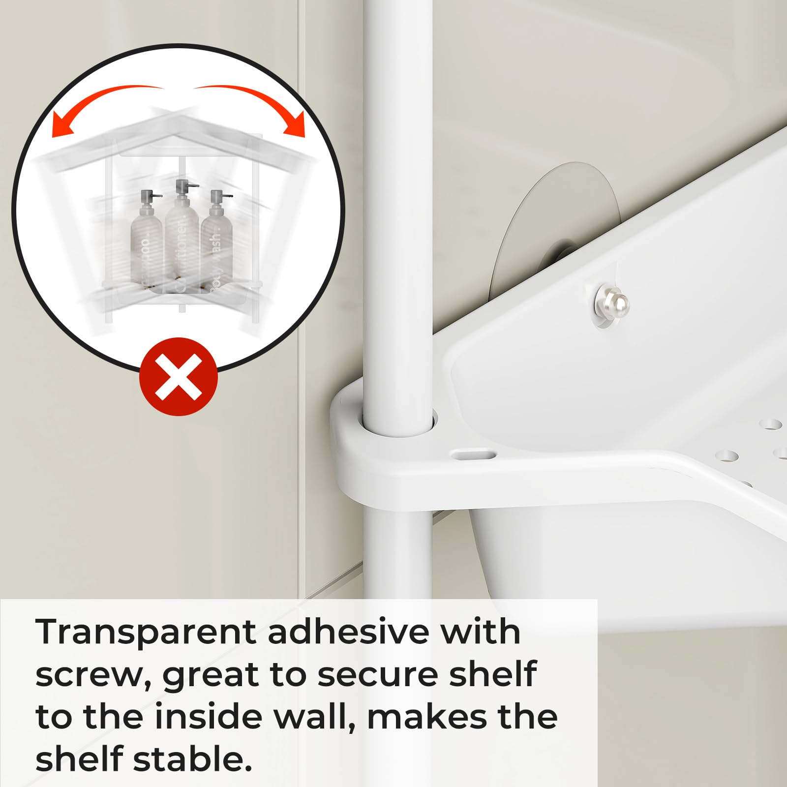 Odesign 2 Tier Floor Standing Corner Shower Caddy Organizer Plastic Metal Splicing Shelf Storage Rack For Bathroom White - Rustp