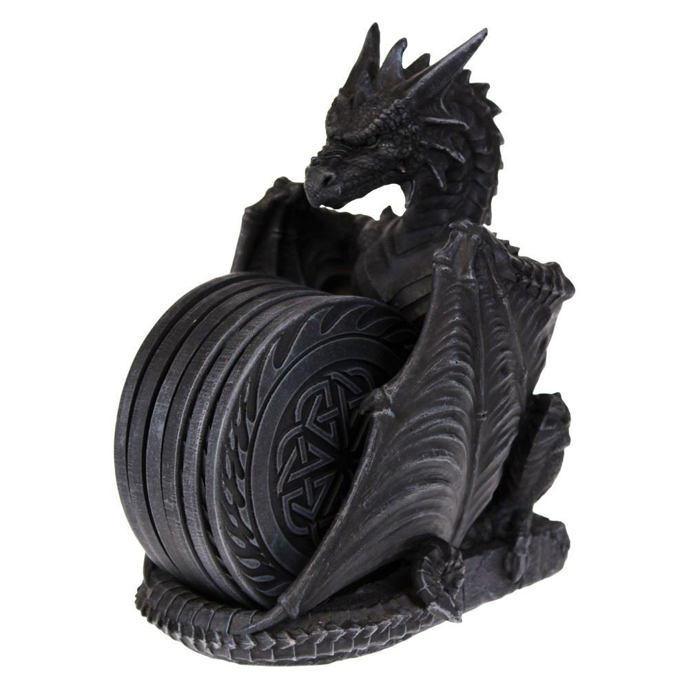 Dark Dragon Table Coasters Set Sculpture Cool Finish