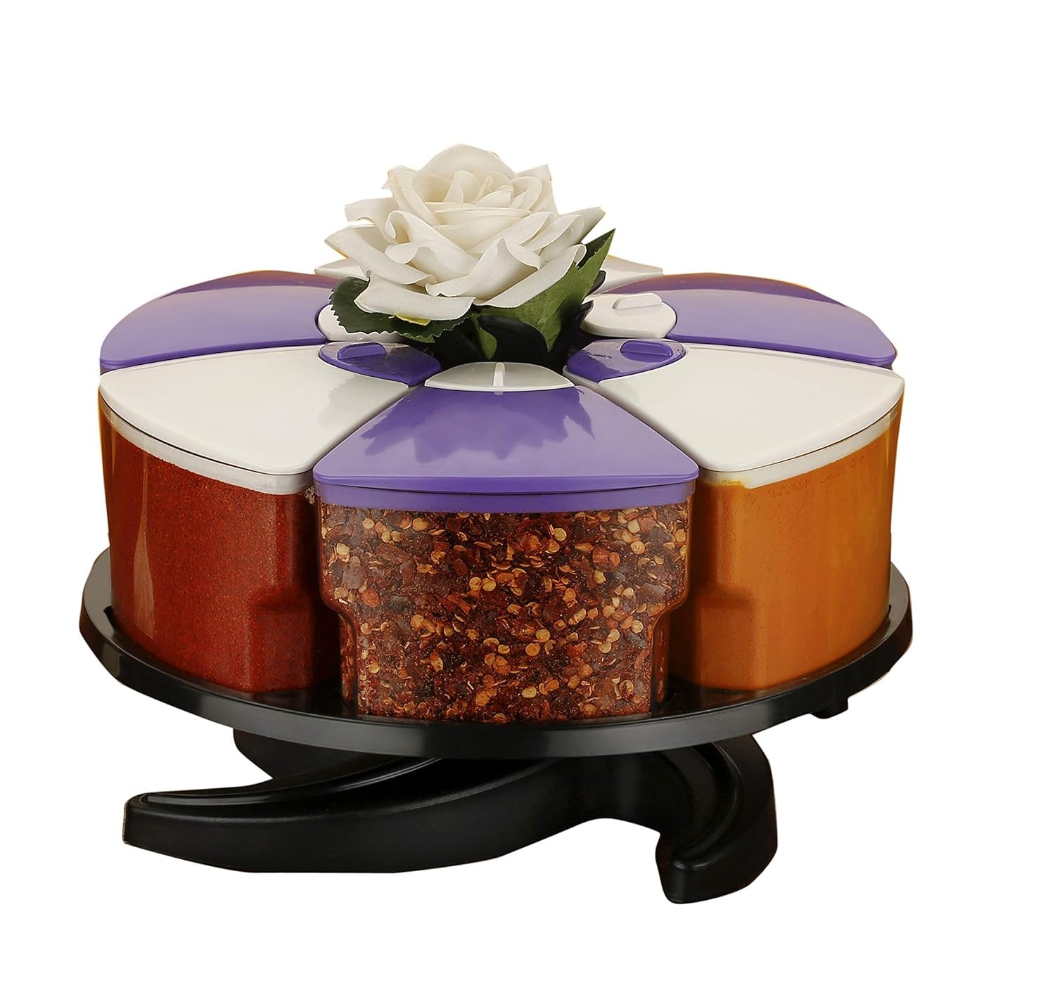 Convertkitchen 360 Degree Revolving Round Shape Transparent Pack Of Jar Spice Rack/Container (1 Layer)