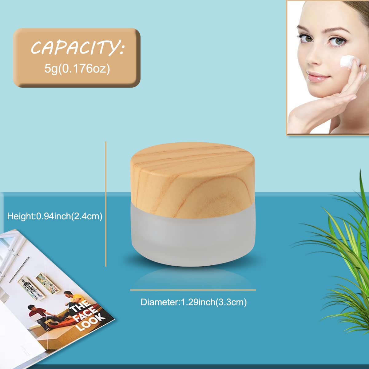 12 Pack Frosted Glass Jar Cosmetic Cream Jar Sample Jars Empty Travel Makeup Container For Cream Lotion Lip Balm Eyeshadow (5G)