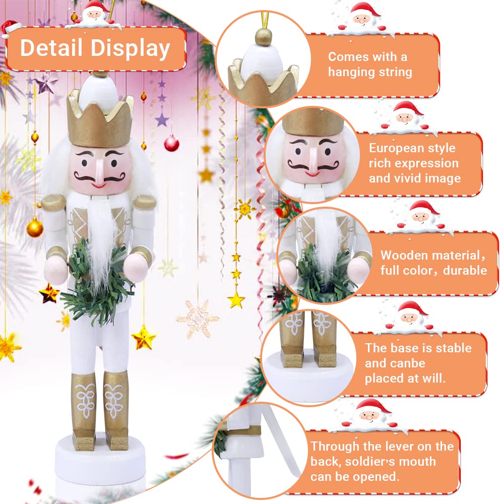 Jolik 5 PCS Christmas Nutcracker Ornament Set, Nutcracker Figures with Opening Mouths Christmas Decorations for Xmas Tree, Table