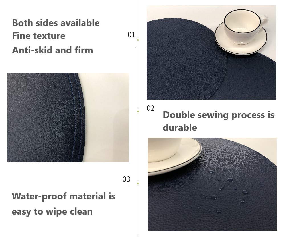 Set Of 8 Faux Leather Round Placemats And Coasters, Coffee Mats Kitchen Table Mats, Waterproof, Easy To Clean For Kitchen Dining