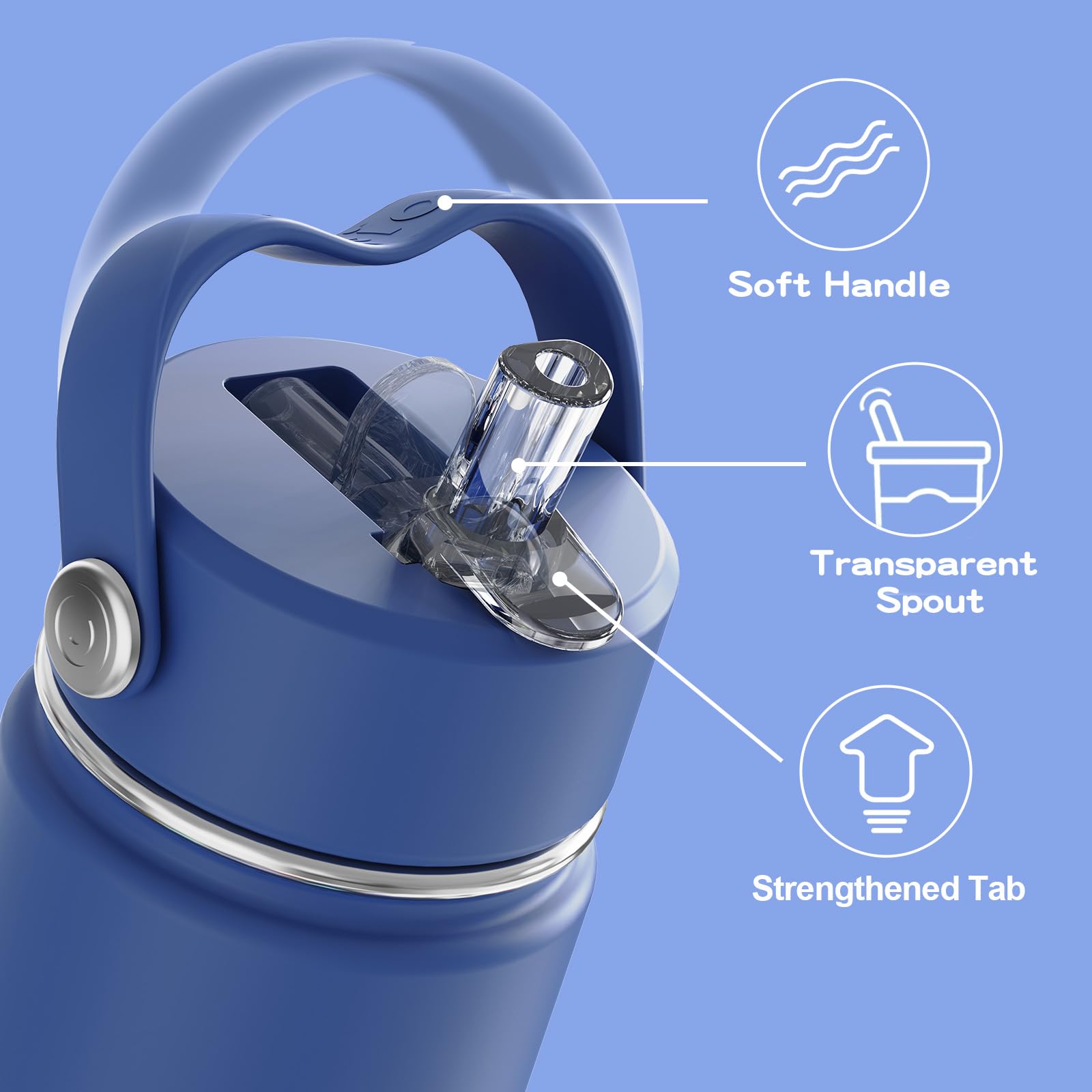 Kids Water Bottle With Straw Lid 10Oz, Vacuum Insulated 316 Stainless Steel Water Bottles For Kids For School, Leakproof Water B