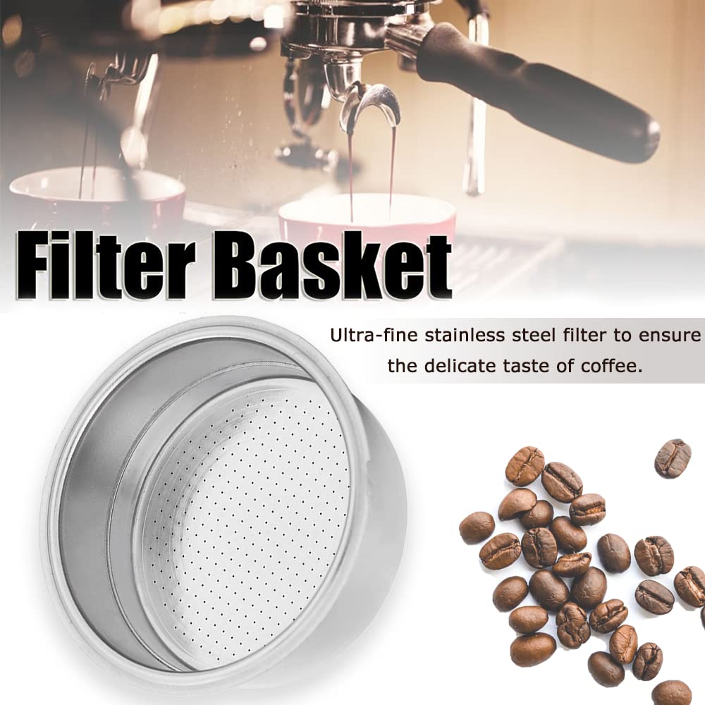 Watris Veiyi Stainless Steel Coffee Filter, Double Cup Coffee 51Mm Pressurized Porous Filter, Double Layer Portafilter Basket, C