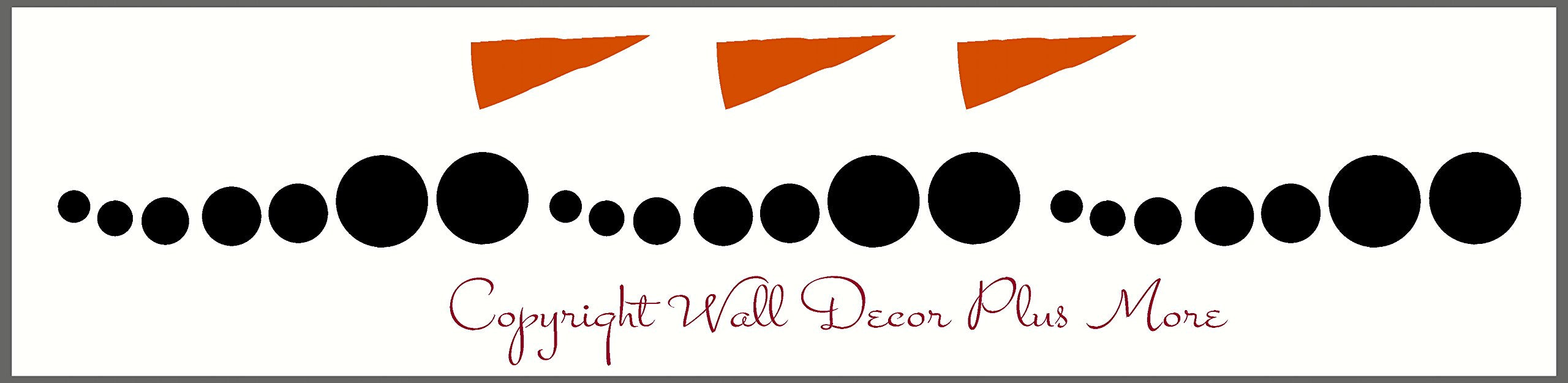 Wall Decor Plus More Wdpm3297 Snowman Face With Carrot Nose Winter Wall Decal Art For Seasonal Decor, 3-Inch, Black/Orange Nose,