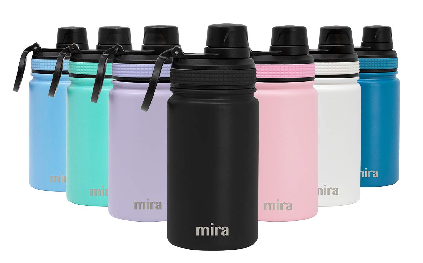 Mira 12 Oz Stainless Steel Water Bottle - Metal Thermos Flask Keeps Cold For 24 Hours, Hot For 12 Hours - Wide Mouth  Double Wal