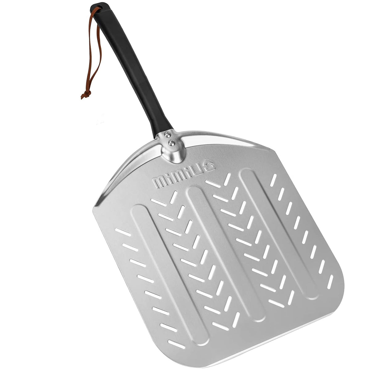 Mimiuo Aluminum Perforated Pizza Peel, Professional 12 X 14 Inch Pizza Spatula Turning Shovel For Baking Bread & Pie, Pizza Padd