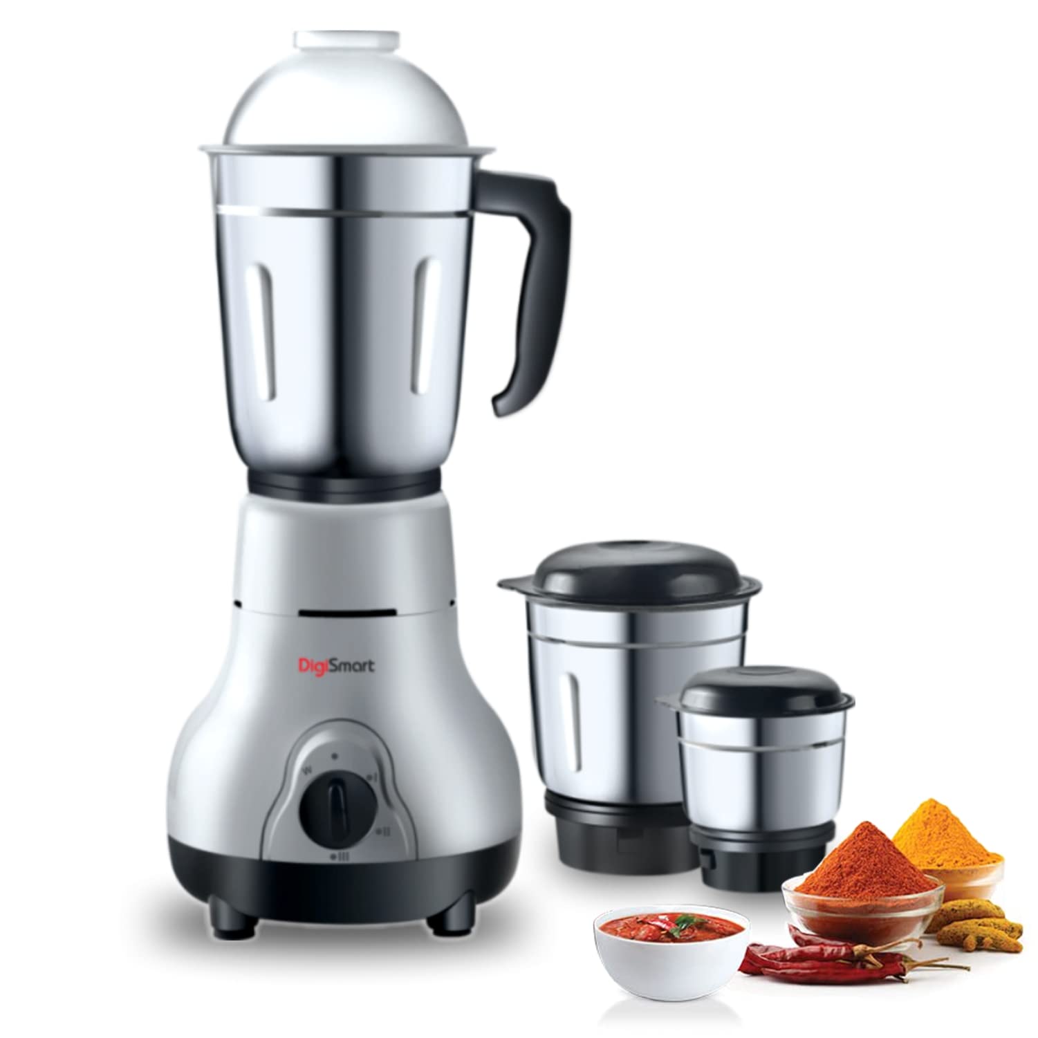 Digismart Kitchen Mate 3 Jar Mixer Grinder For Smoothies, Chutney & Shakes, Long Lasting Shock Proof Abs Body, Powerful 600 Watt