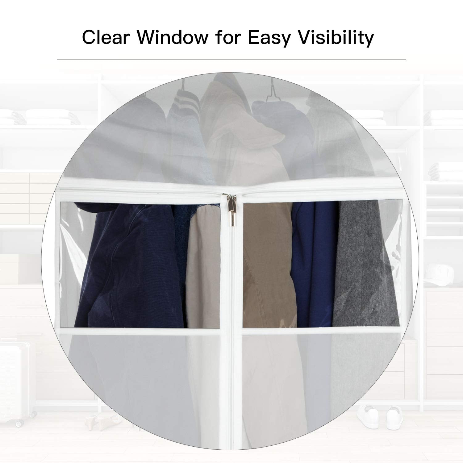 Zilink Hanging Clothes Bag Organizer 43 Inch-2 Pack Large Garment Bags Suit Bag For Storage Hanging Clothes Cover For Suit Coats